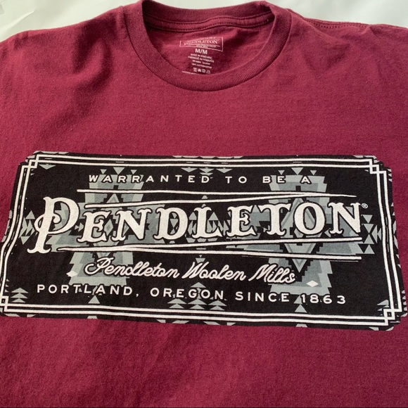 Warranted to be a Pendleton maroon graphic short sleeve tee shirt size medium - Picture 4 of 6